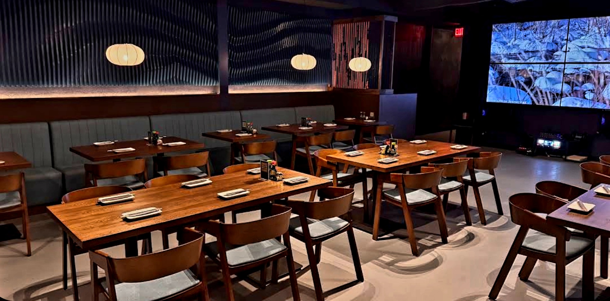 Warm, intimate dining room at Kai Sushi